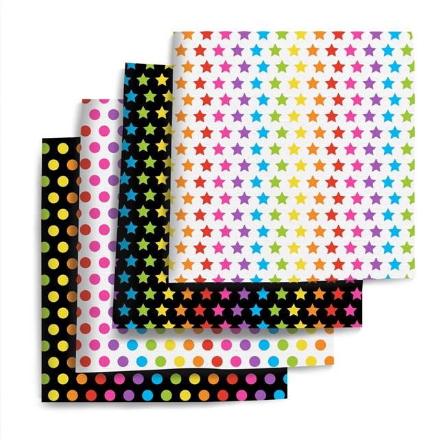 polyester cotton colorful dots stars series polyester cotton fabric set (4 pcs/set)