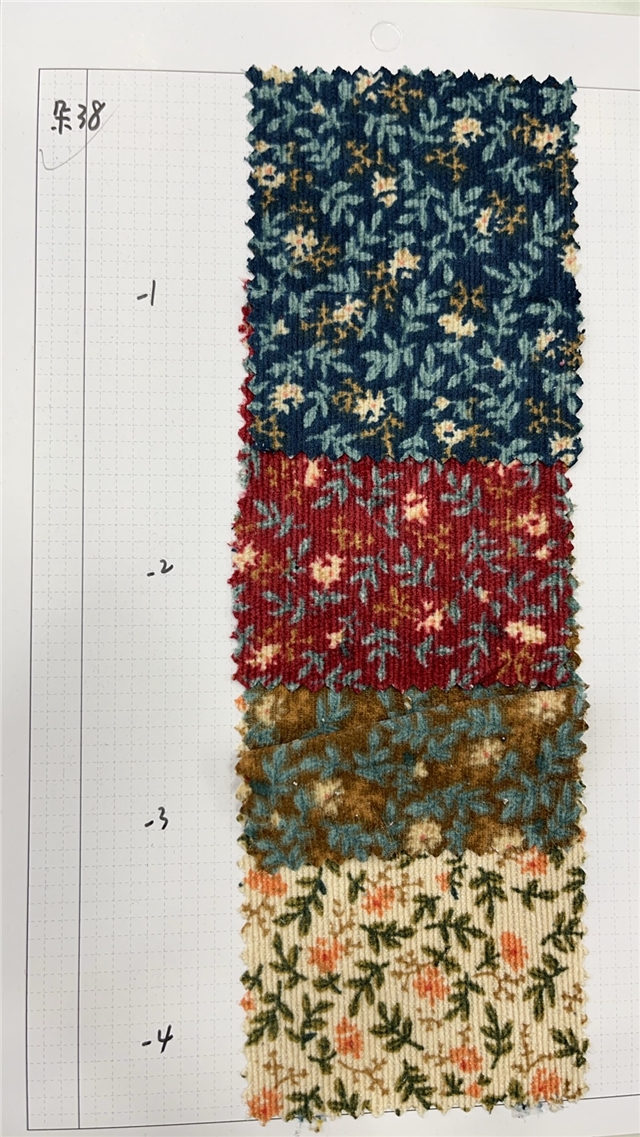 floral printed corduroy fabric