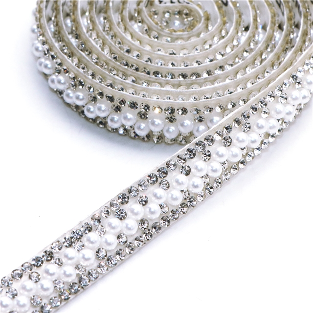pearl rhinestones self-adhesive drill strip white,1cm(0.4