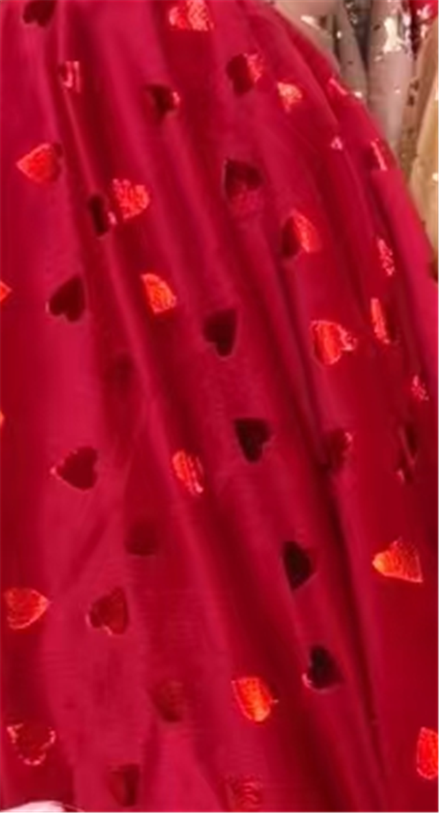 red hot stamping heart short plush fabric