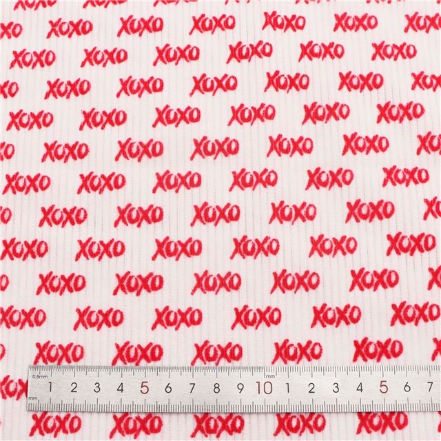 8W velvet letters polyester corduroy fabric