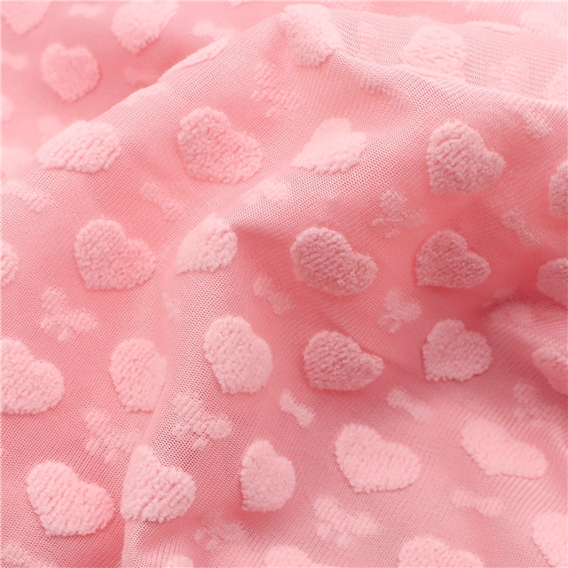 3d plush heart plain jacquard fabric