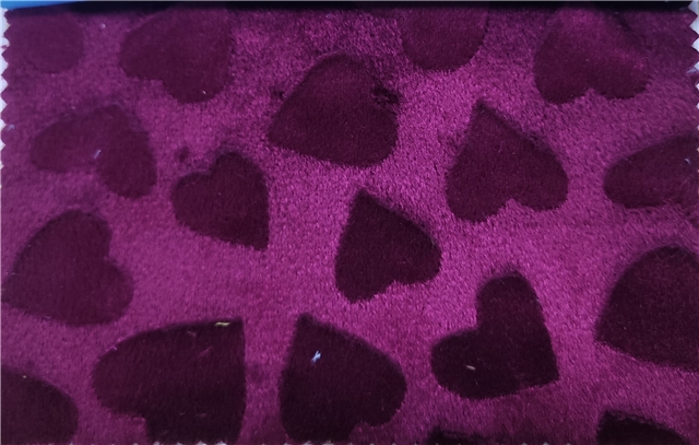 embossed heart crystal super soft velvet fabric