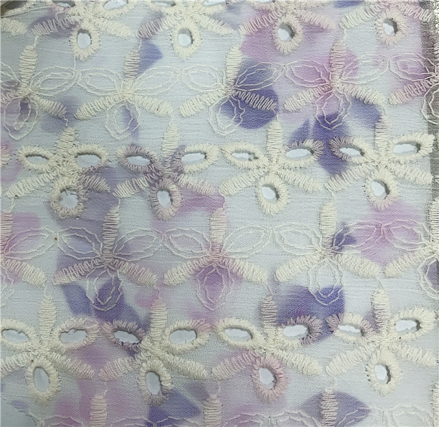 embroidered flower tie dye chiffon fabric