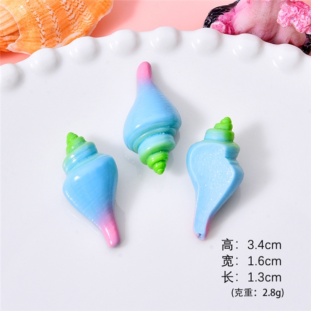 plastic/resin seven colors shell conch 3d resin accessories 9#