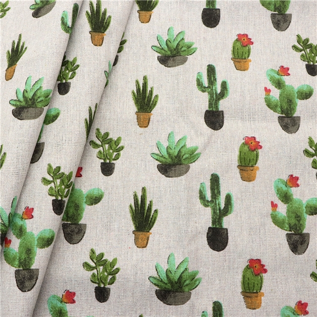 pineapple cactus printed cotton linen