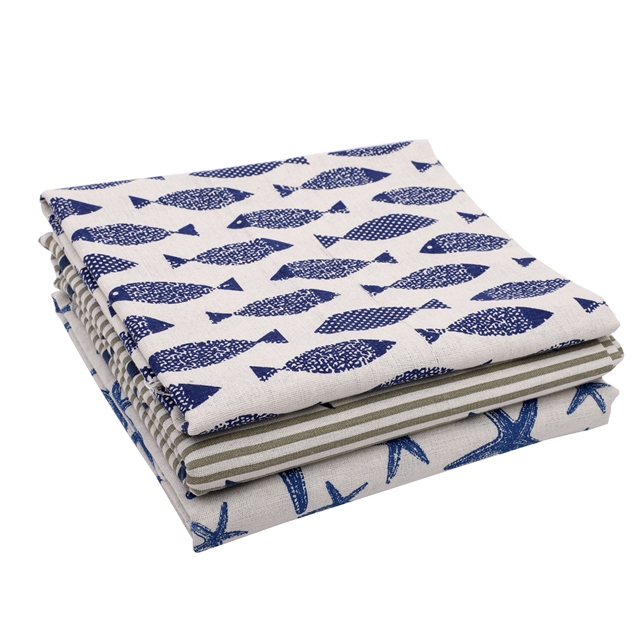 shark starfish printed cotton linen