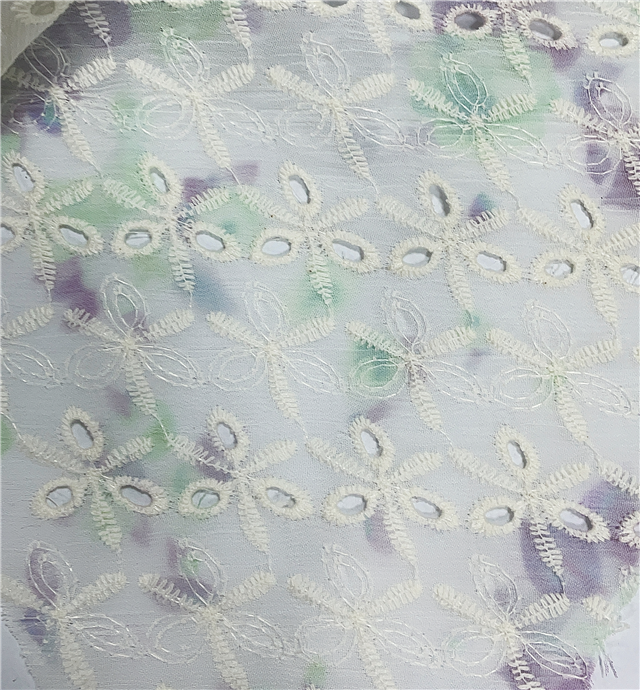 embroidered flower tie dye chiffon fabric