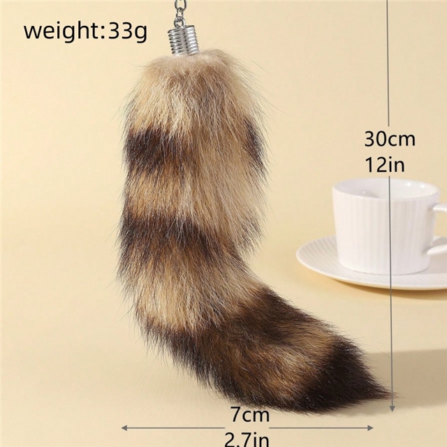 Faux fur Fox Tail Raccoon Tail Decorative Keychain