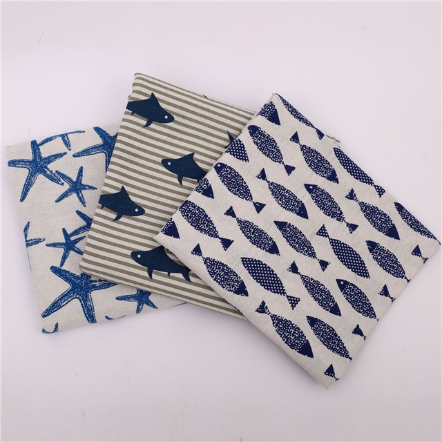 shark starfish printed cotton linen