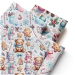 christmas series polyester cotton fabric set (4 pcs/set)