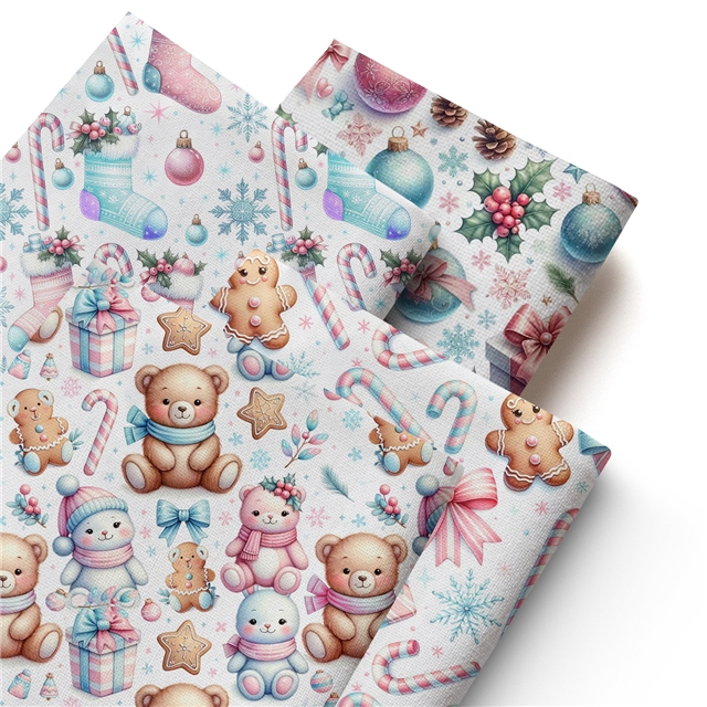polyester cotton christmas series polyester cotton fabric set (4 pcs/set)