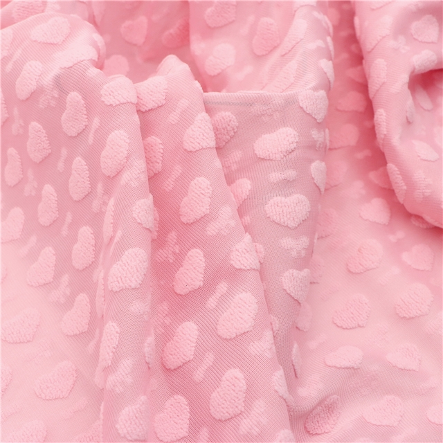 3d plush heart plain jacquard fabric