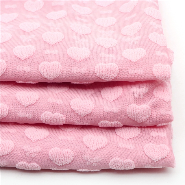 3d plush heart plain jacquard fabric