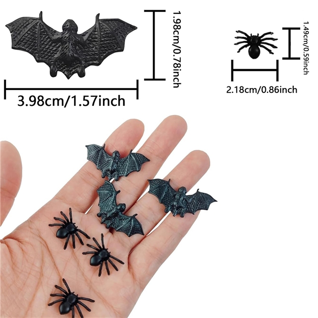 plastic mixed halloween mini plastic bat spider decoration prank insect toy