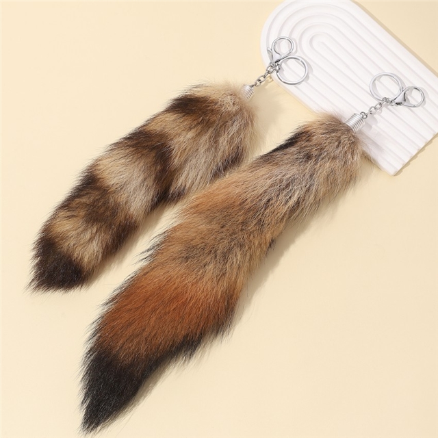 Faux fur Fox Tail Raccoon Tail Decorative Keychain