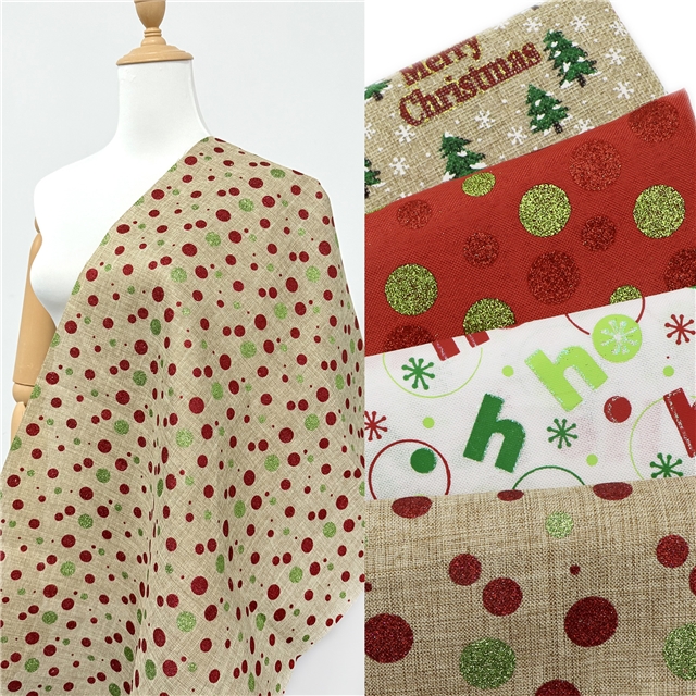 christmas dots faux linen fabric