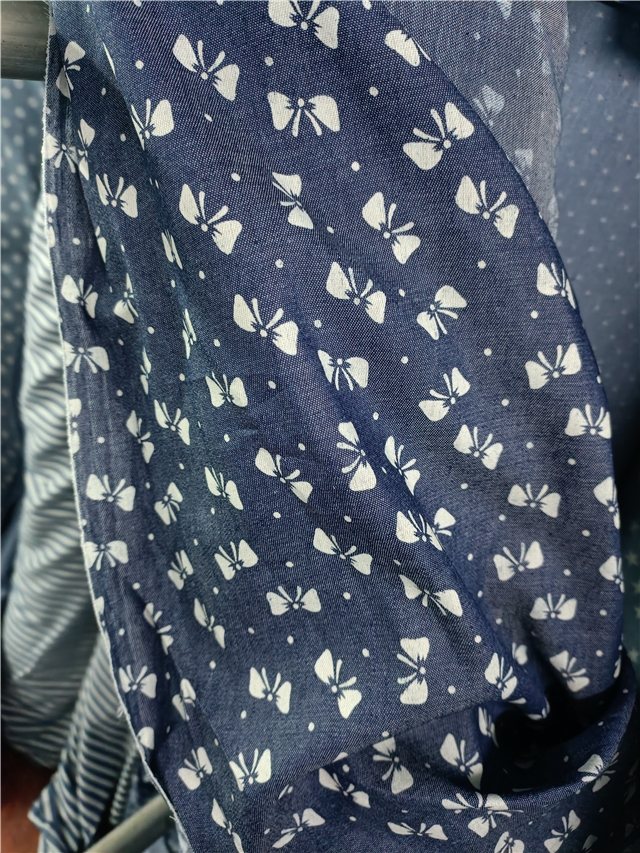 dot bow denim fabric