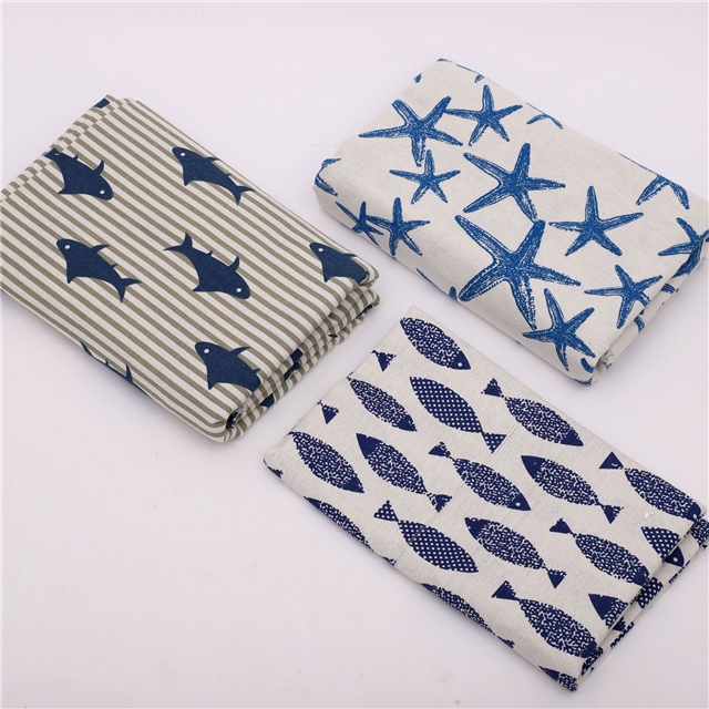 shark starfish printed cotton linen