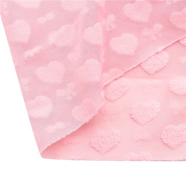 3d plush heart plain jacquard fabric