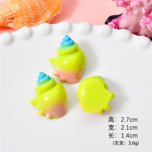 plastic/resin seven colors shell conch 3d resin accessories 5#