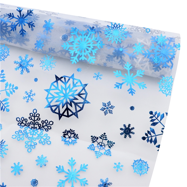 90% synthetic fiber, 10% others christmas snowflake gold hot stamping organza fabric 100*145cm(39.4*57.1