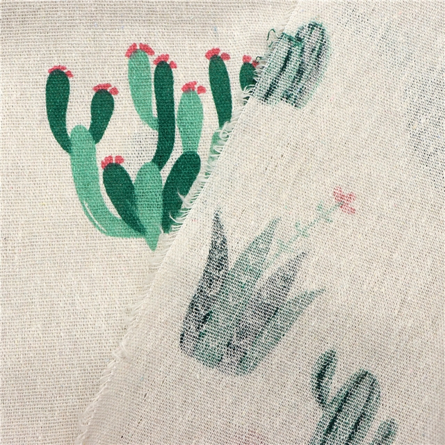 pineapple cactus printed cotton linen