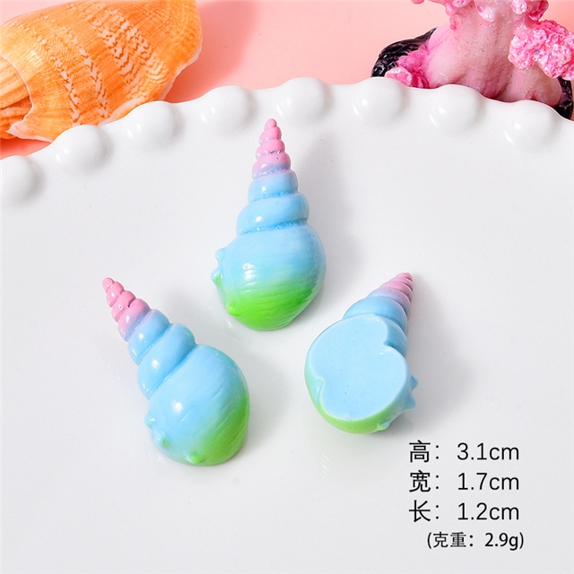 plastic/resin seven colors shell conch 3d resin accessories 4#