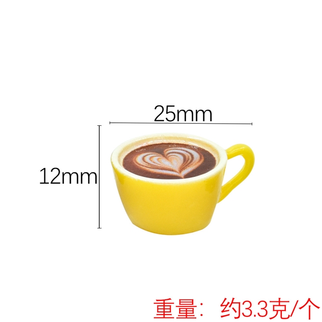 simulated coffee cup, miniature food and play utensils, 3d resin