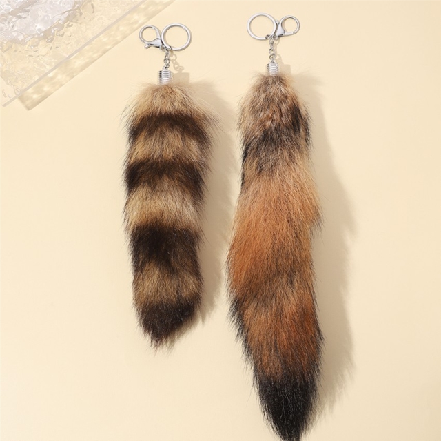 Faux fur Fox Tail Raccoon Tail Decorative Keychain