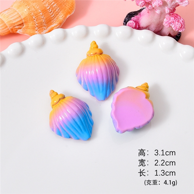 plastic/resin seven colors shell conch 3d resin accessories 3#