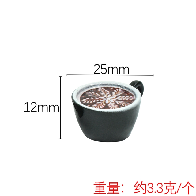 simulated coffee cup, miniature food and play utensils, 3d resin