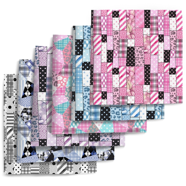 polyester cotton geometric series polyester cotton fabric set (6 pcs/set)