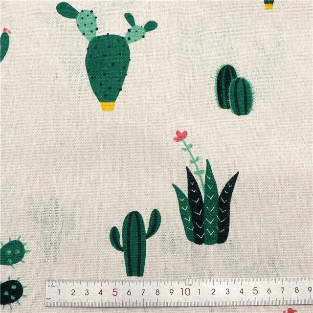 pineapple cactus printed cotton linen