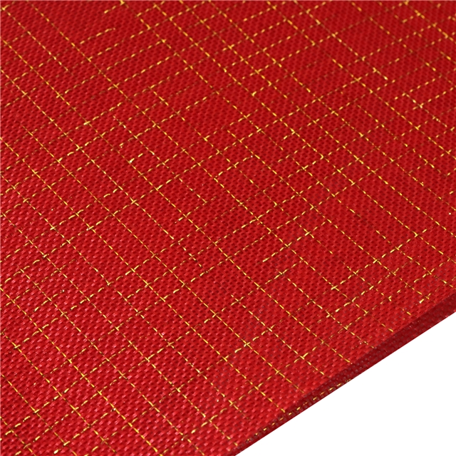 gold and silver thread plaid imitation linen fabric