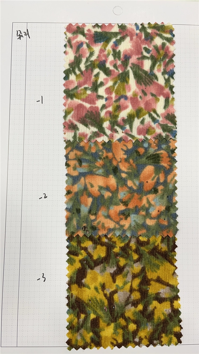 flower printed corduroy fabric