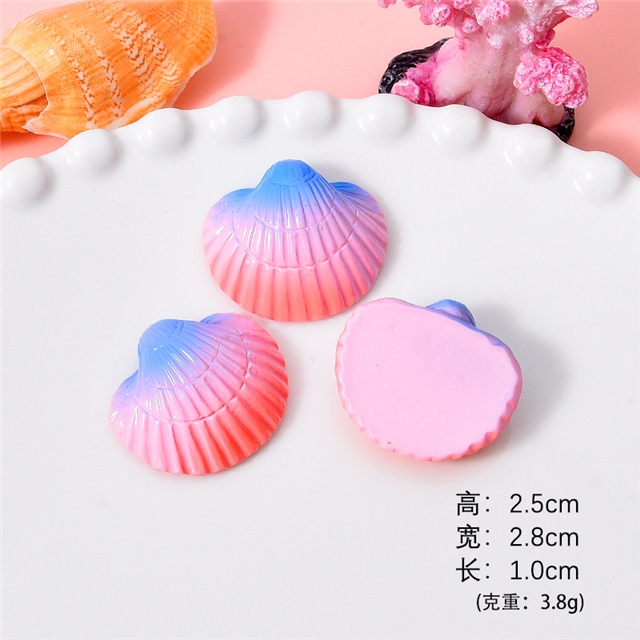 plastic/resin seven colors shell conch 3d resin accessories 2#
