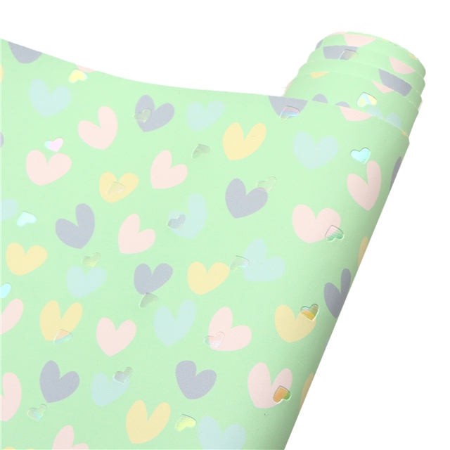synthetic leather bump texture colourful gold hot stamping heart faux leather 