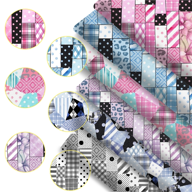 polyester cotton geometric series polyester cotton fabric set (6 pcs/set)