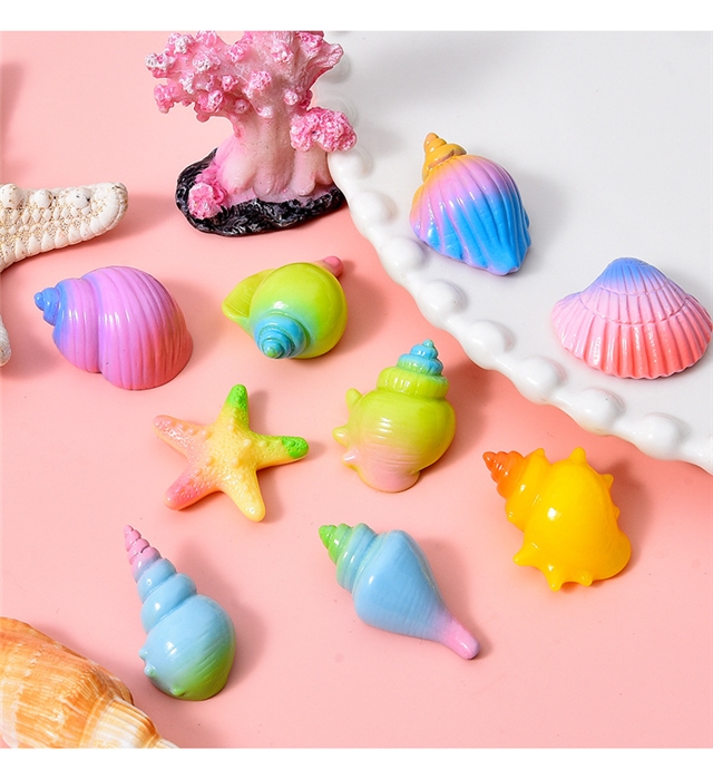 plastic/resin seven colors shell conch 3d resin accessories