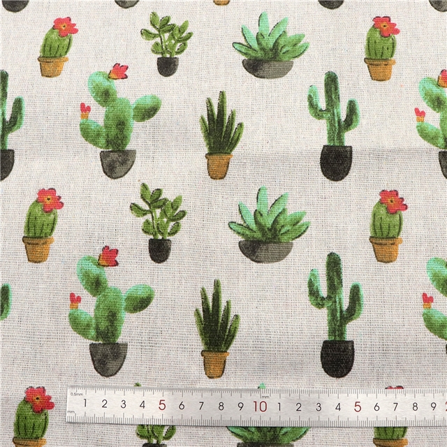 pineapple cactus printed cotton linen