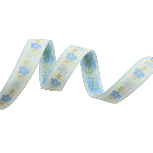 polyester ethnic style embroidered flowers jacquard woven tape 21#,1.8cm(0.72