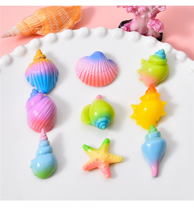 plastic/resin seven colors shell conch 3d resin accessories