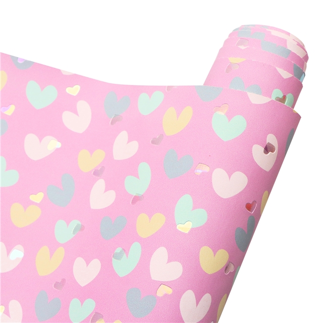 synthetic leather bump texture colourful gold hot stamping heart faux leather 