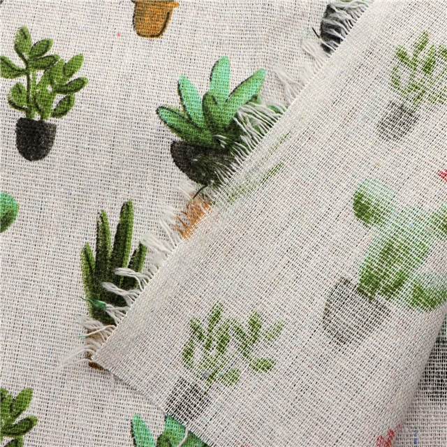 pineapple cactus printed cotton linen
