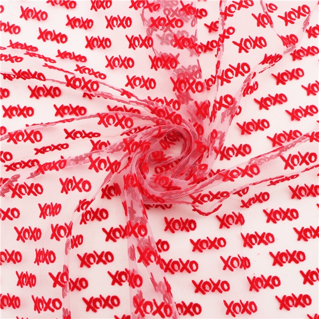 velvet letters mesh fabric