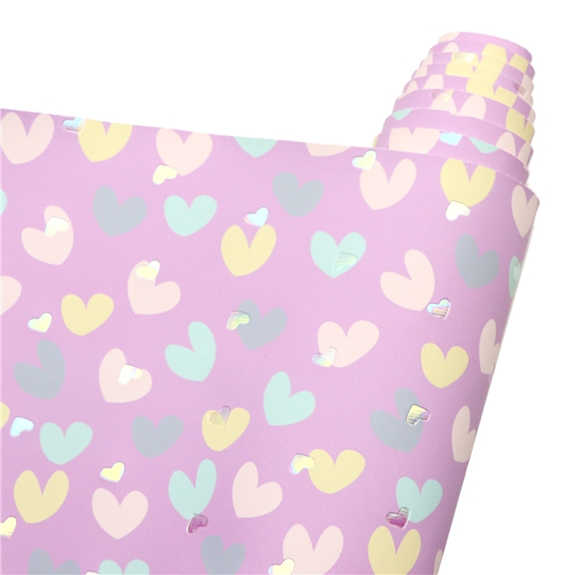 synthetic leather bump texture colourful gold hot stamping heart faux leather 