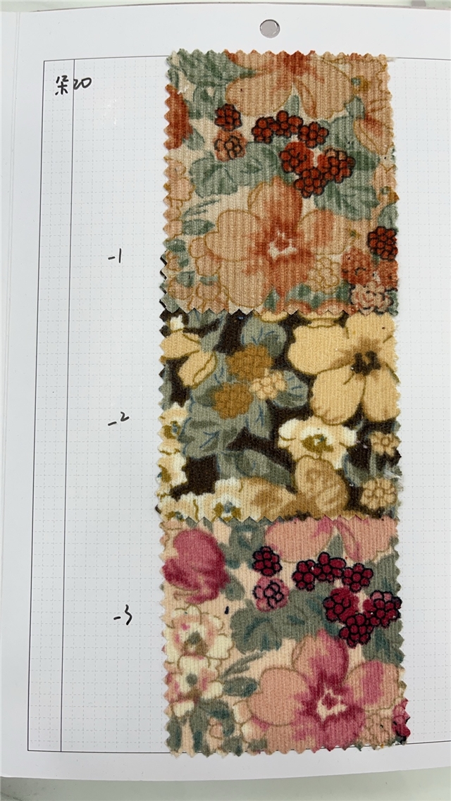 flower printed corduroy fabric