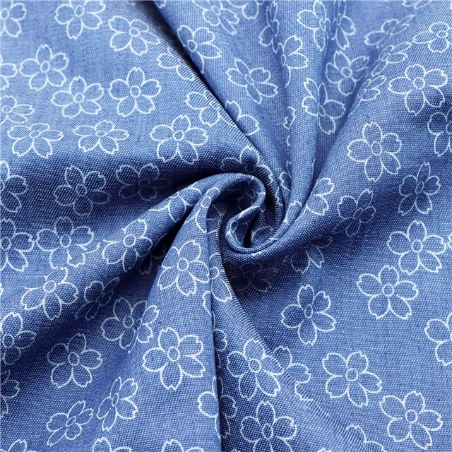 dot flower star denim fabric