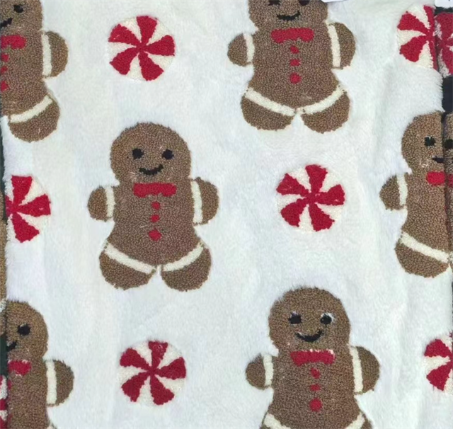 christmas candy gingerbread velvet fabric